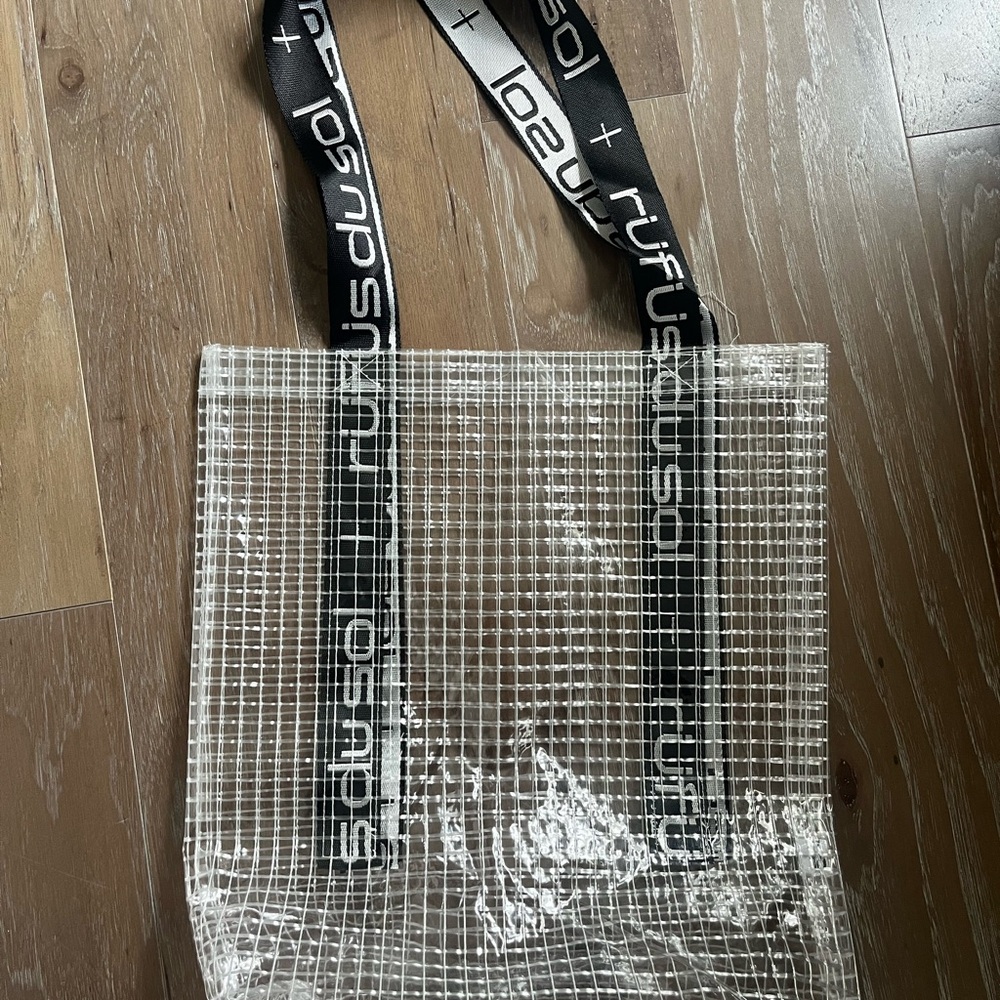 Transparent RUFUS DU SOL Grid Tote with Black Logo Straps